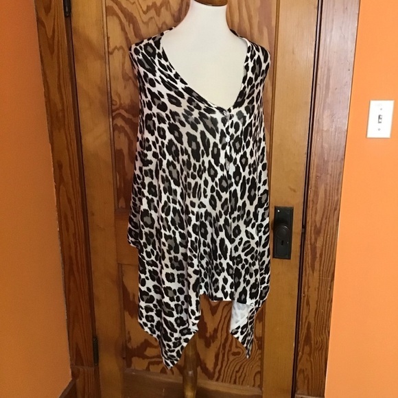 Chicos Layla Leopard Print Poncho Cover up - Picture 6 of 12